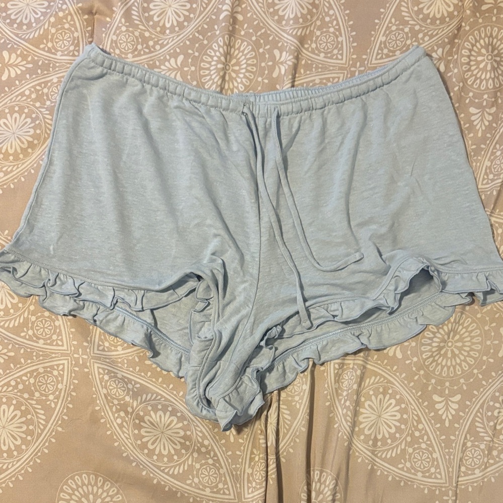 Gap Soft Ruffle Hem Women's Sleep Shorts - Light Blue